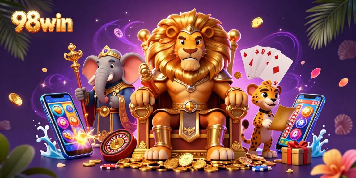 Experience thrilling games at 98win with vibrant slots, cards, and gold coins.