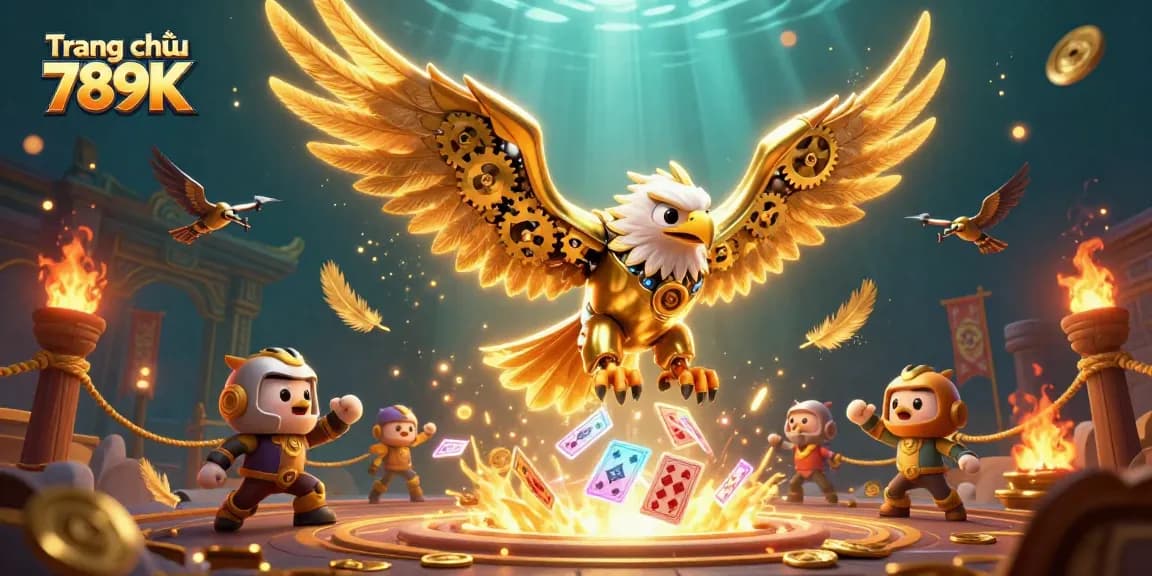 Experience the excitement of Trang chủ 789K with a stunning 3D scene showcasing dynamic casino action and vibrant game elements.