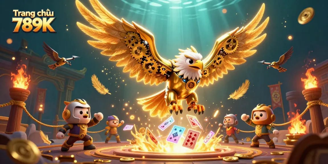 Experience the excitement of Trang chủ 789K with a stunning 3D scene showcasing dynamic casino action and vibrant game elements.