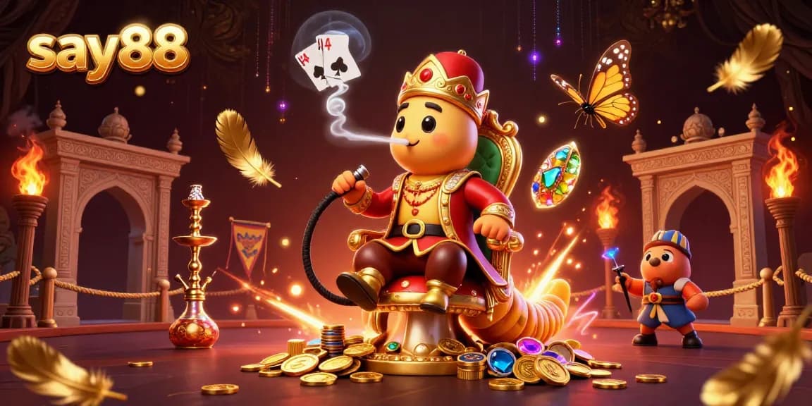 Experience exciting casino action with say88's vibrant 3D illustration featuring a whimsical caterpillar themes.