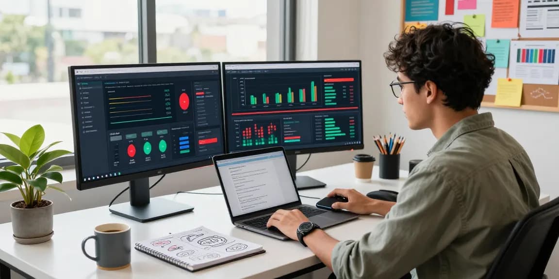 Marketer optimizing casino affiliate SEO strategies in a vibrant workspace