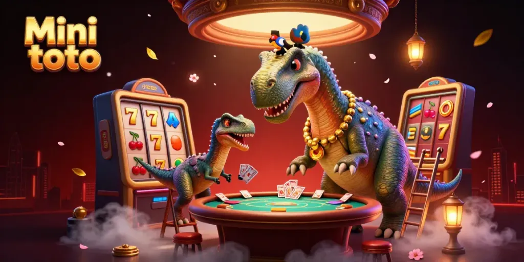 Mini toto menghadirkan keseruan permainan slot dalam ilustrasi kasino 3D yang menghibur.