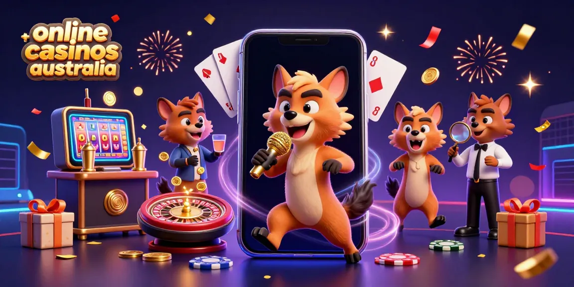 Watch hyenas running an exciting comedy club in online casinos Australia, full of vibrant gaming elements.