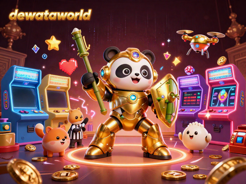 dewataworld menghadirkan suasana arena permainan slot yang penuh dengan aksi dan karakter lucu