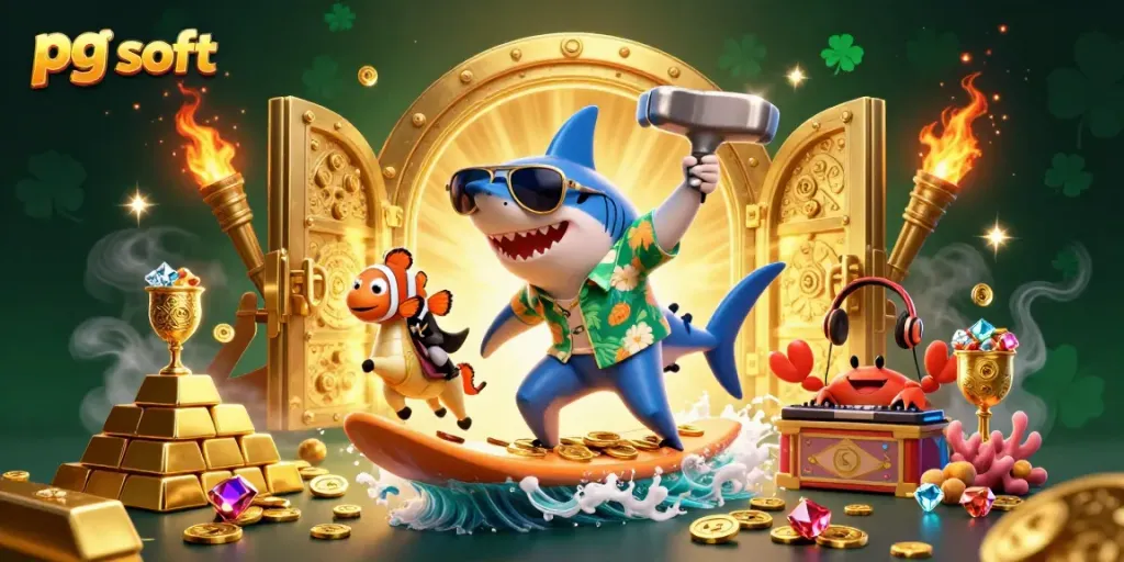 Menyambut jackpot dengan pg soft, gambar menarik bertema kasino menampilkan permainan dan simbol slot.