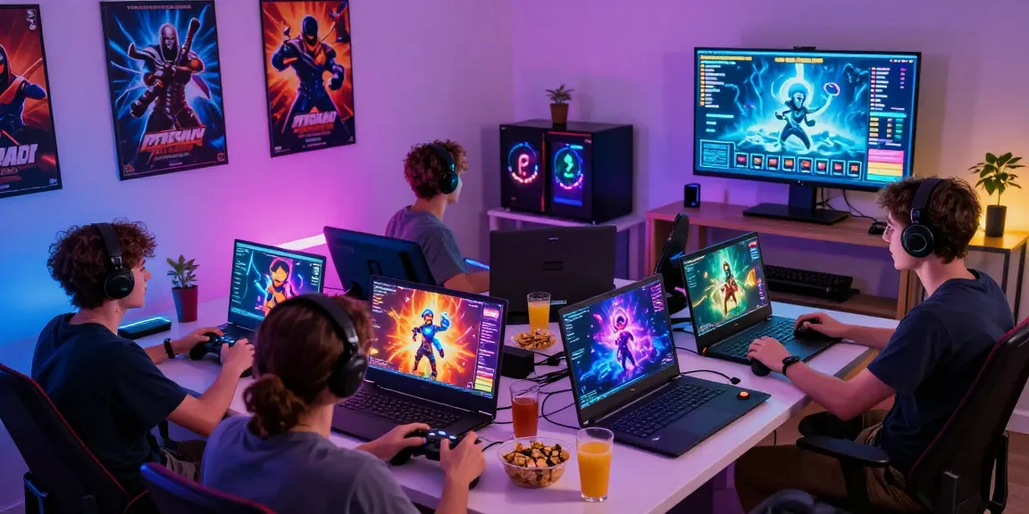 Players enjoying mind control porn games online together in a vibrant gaming setup.