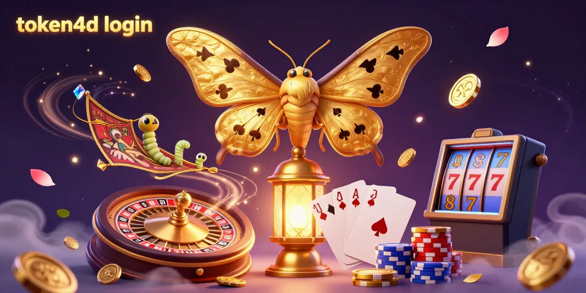 Ilustrasi 3D detail tinggi menampilkan karakter dan elemen kasino dengan tema token4d login.
