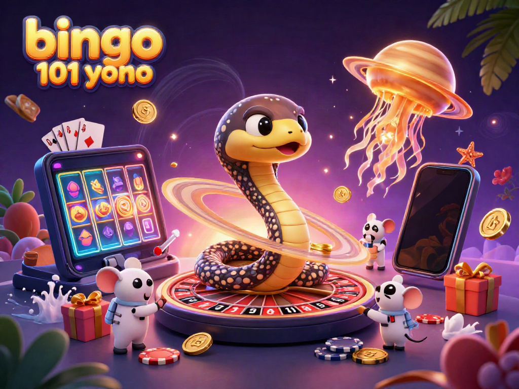 Experience thrilling gameplay in Bingo 101 Yono with vibrant 3D casino elements and characters.