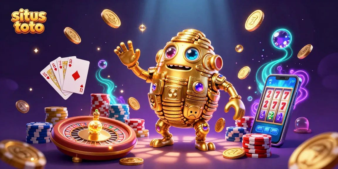 Engage with situs toto gaming experience, showcasing vibrant golden golem among cascading coins.