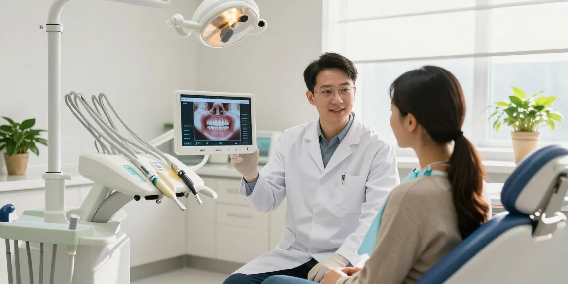 Consultation with a dentist in a modern office as patients check out this site for dental care.