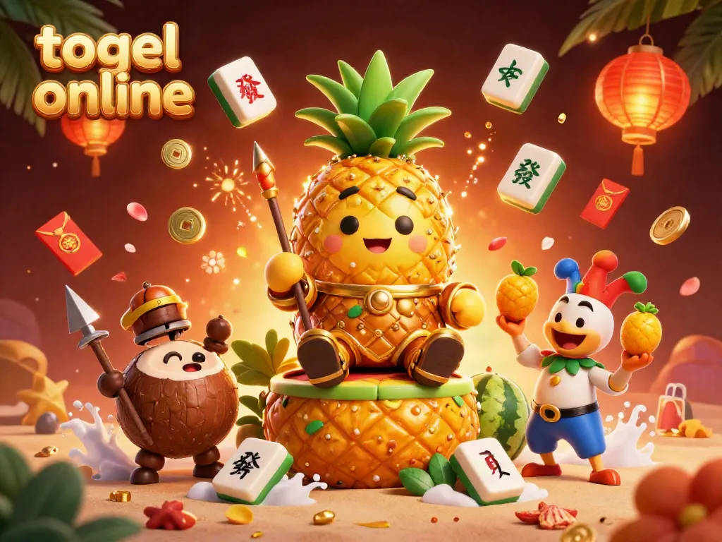 Experience the excitement of togel online with a vibrant 3D illustration of unique casino characters in action.