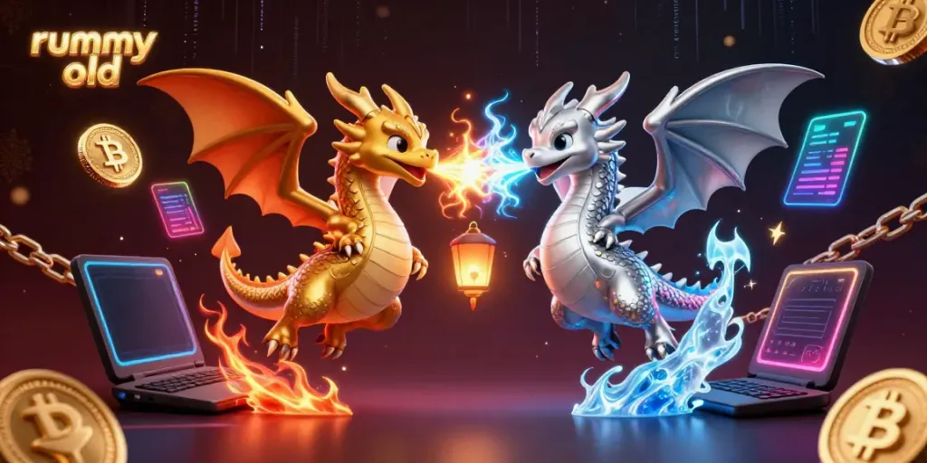 Engage in the thrilling atmosphere of rummy old with dynamic dragons and crypto game elements.