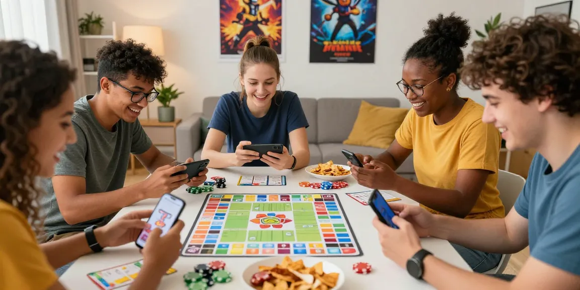 Play Rummy with friends in a lively gaming atmosphere filled with excitement and snacks.