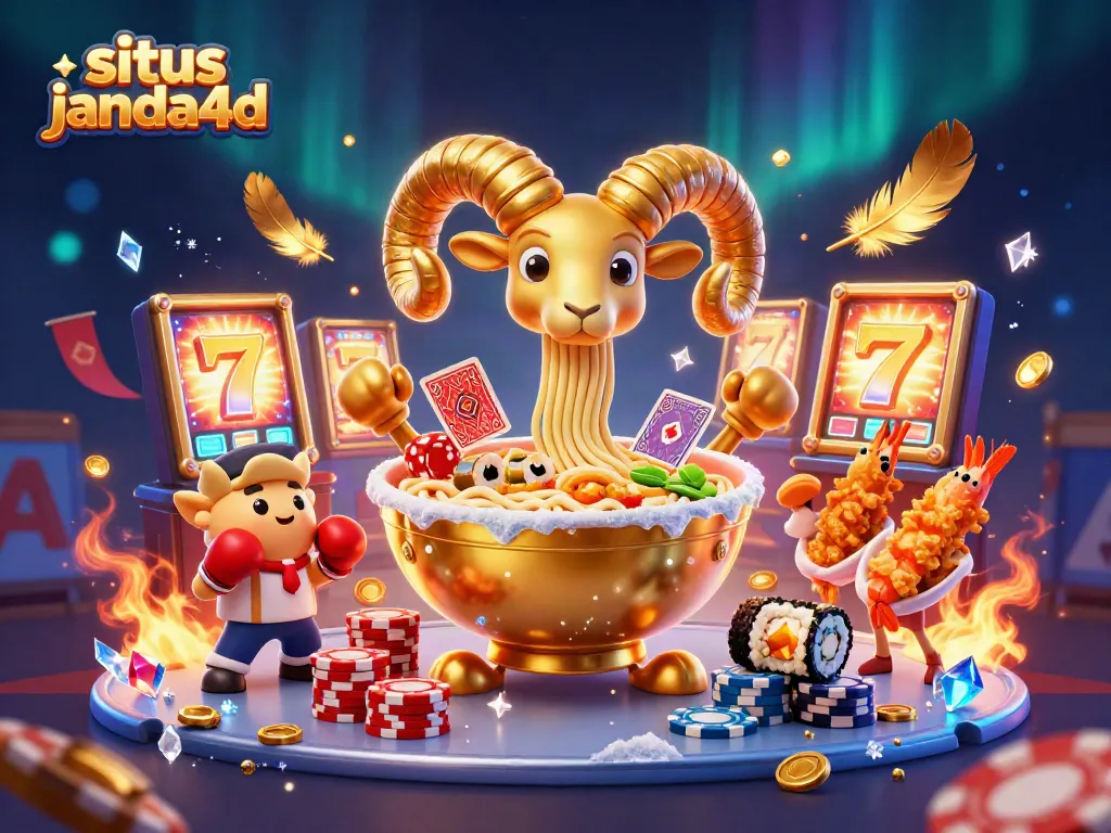Gambar penuh warna bertemakan situs janda4d yang menampilkan karakter kasino dalam suasana meriah dan dinamis.