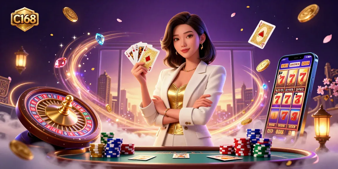 Experience the thrill of C168 casino gaming with dynamic scenes of winning strategies and vibrant gameplay.