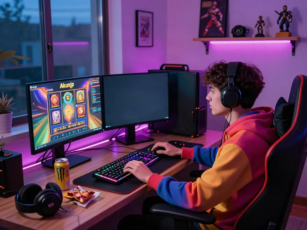 Akunjp online gaming setup with vibrant colors and engaging gameplay.