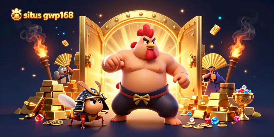 Menyaksikan keseruan situs gwp168 saat pegulat sumo dan samurai beraksi dalam ilustrasi perjudian yang dinamis.