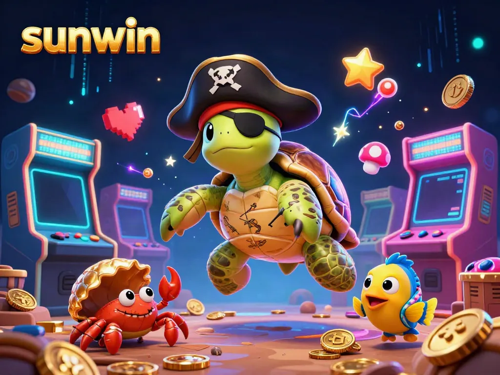 Engage in thrilling games at sunwin with an exciting 3D pirate treasure adventure illustration