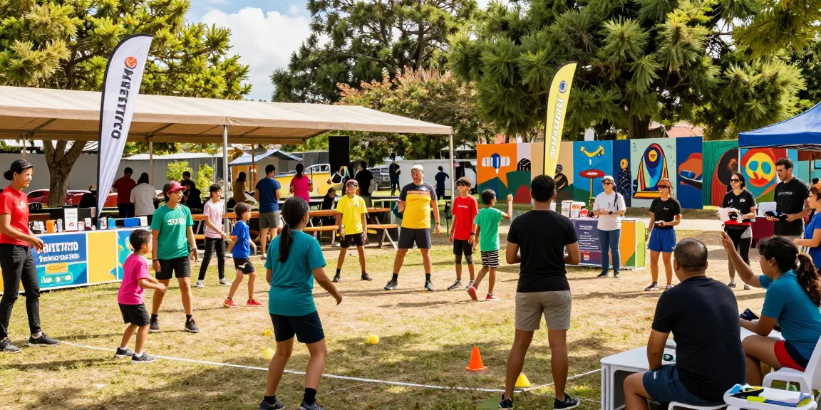 SANTETTOTO community event with diverse participants enjoying games and activities, vibrant atmosphere.