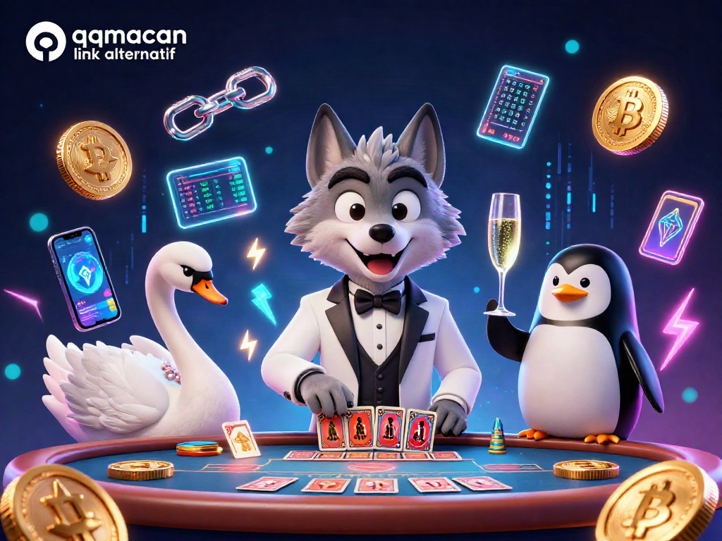 Kartu dibagikan oleh angsa elegan di meja baccarat dalam permainan judi qqmacan link alternatif, dikelilingi sambil menikmati champagne.