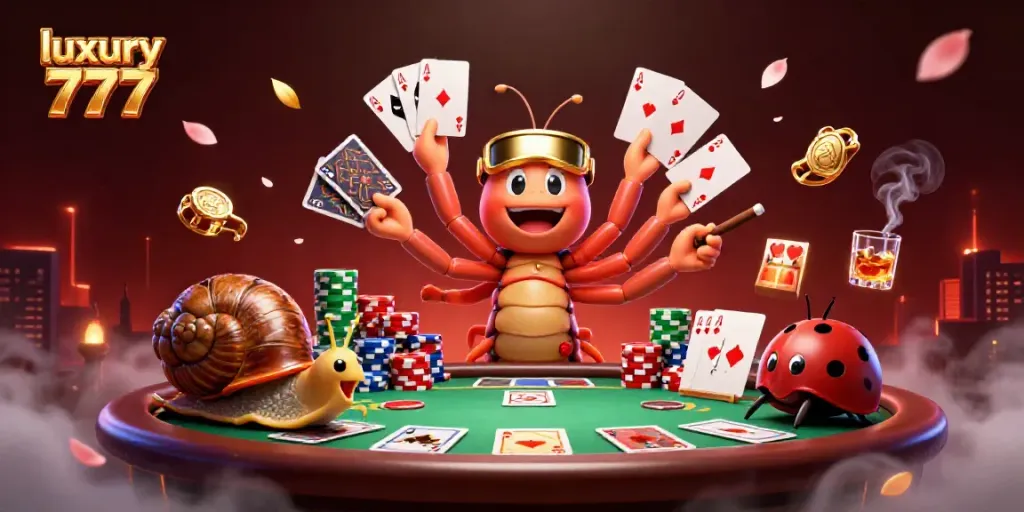 Experience luxury 777 casino excitement with colorful poker action and dynamic characters.