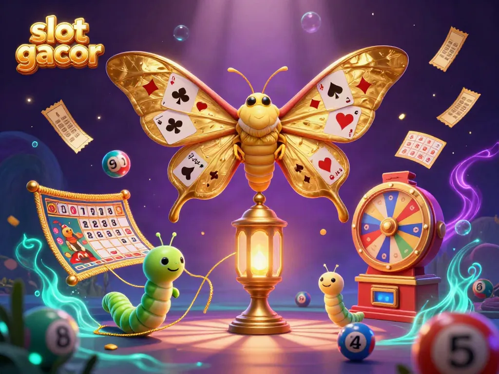 Experience excitement with slot gacor-themed elements including colorful lottery balls and lively slot visuals.