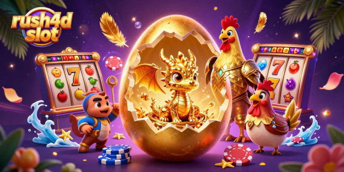 Menang di slot rush4d dengan naga emas dan elemen kasino menarik.