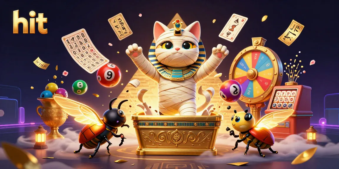 Hit your jackpot with the glowing Egyptian mummy cat and vibrant casino elements in a thrilling scene.