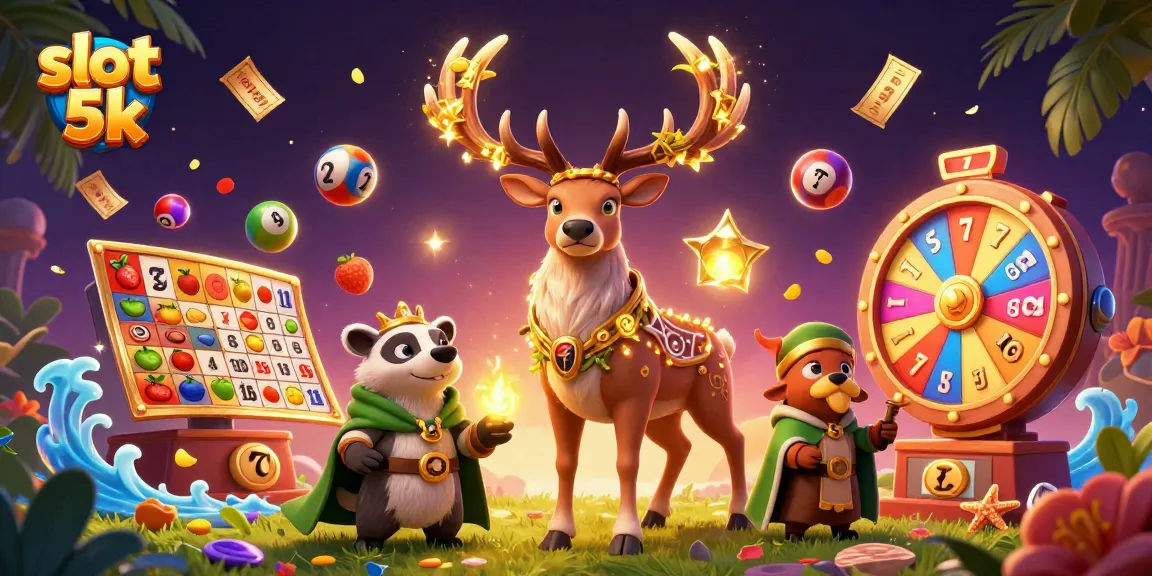 Spin to win at slot 5k with vibrant casino elements in this magical illustration.