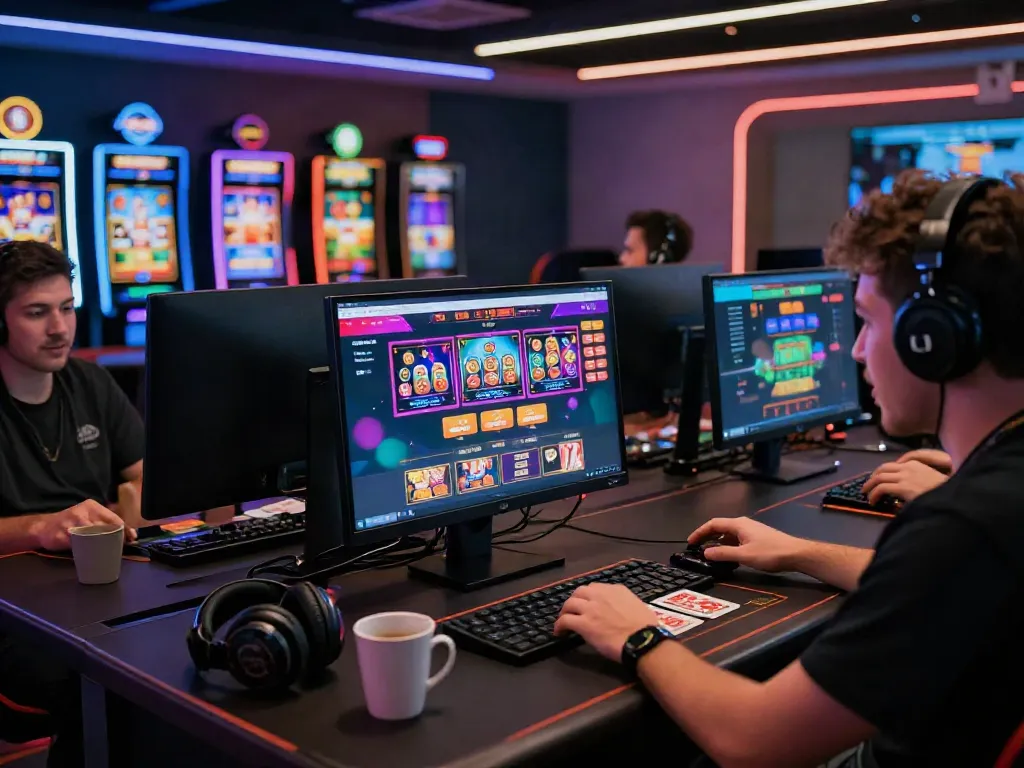 Engaged players in an exciting akunjp online gaming environment showcasing casino games.