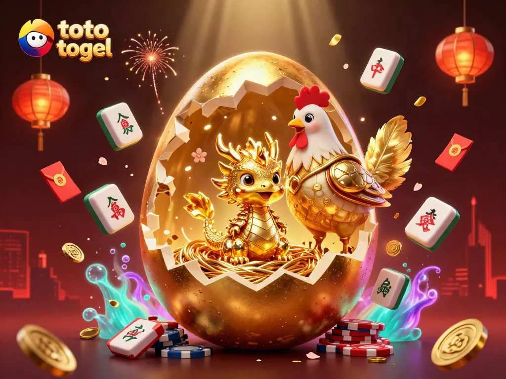 Experience the thrill of toto togel with a dazzling scene featuring golden dragon and poker chips.
