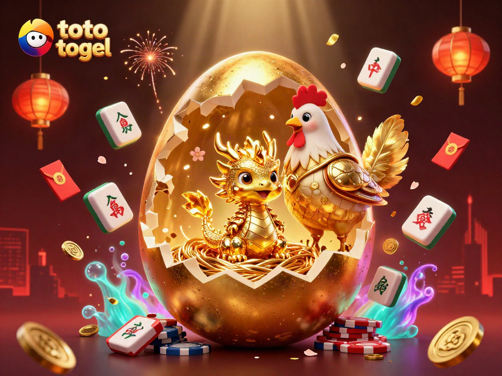 Experience the thrill of toto togel with a dazzling scene featuring golden dragon and poker chips.