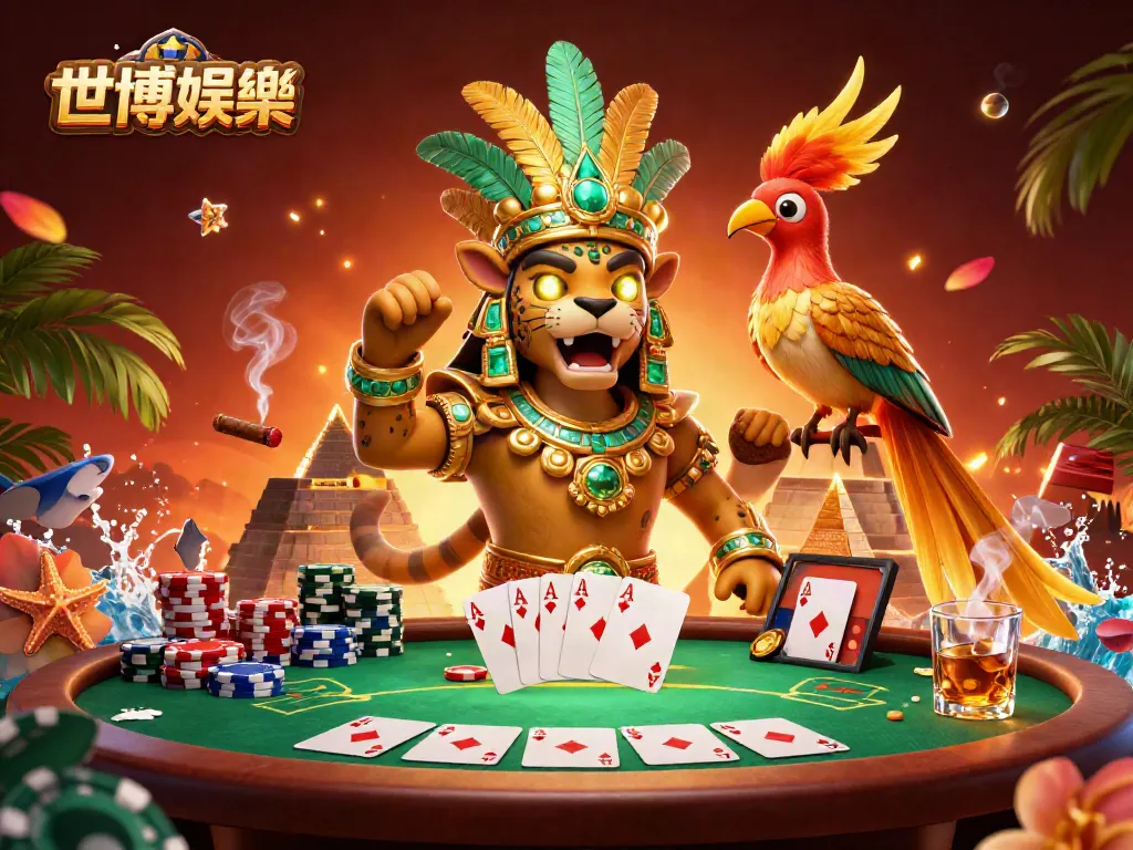 在世博娛樂中,享受撲克遊戲的精彩瞬間,神秘的角色和色彩繽紛的籌碼環繞著你。
