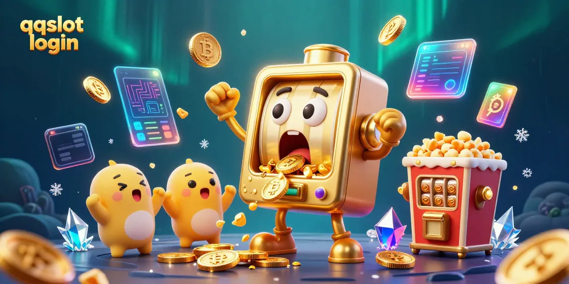 Experience the thrilling moment of qqslot login as a golden slot machine wins a jackpot, bursting with coins and excitement.