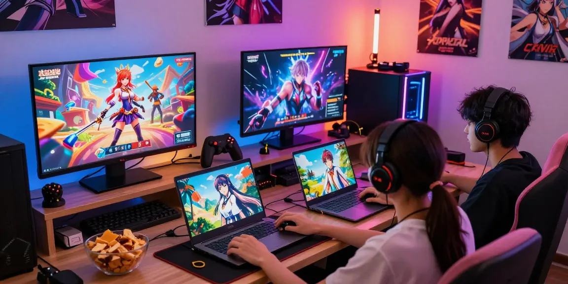 Playful gaming atmosphere showcasing players enjoying engaging hentai games online, featuring colorful visuals and lively interactions.