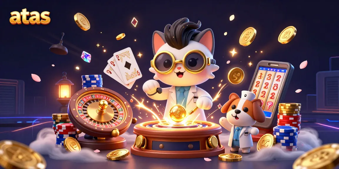 Play exciting games at atas casino with vibrant characters and dazzling casino elements.