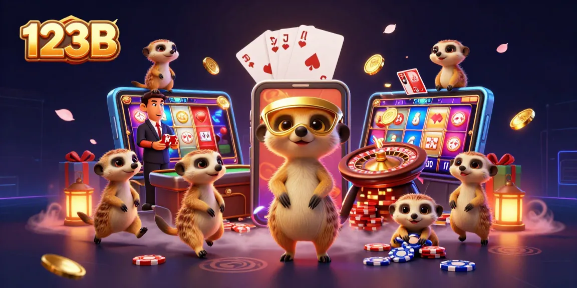 123B fun with meerkats running a vibrant casino operation showcasing exciting gameplay elements.
