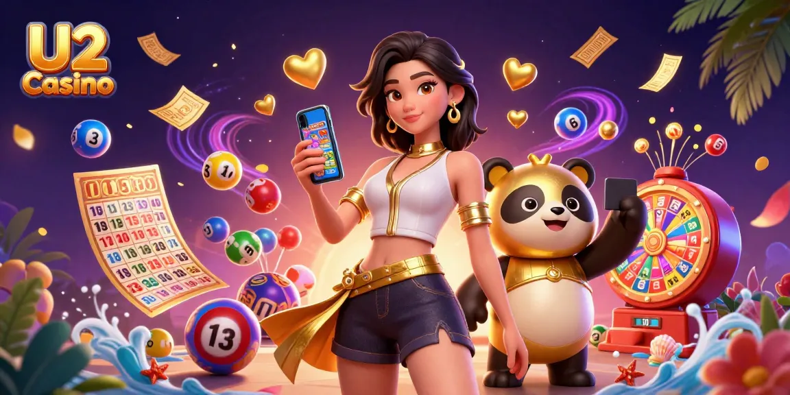 Experience U2 Casino with vibrant slot games, live tables, and exciting prize wheel elements.