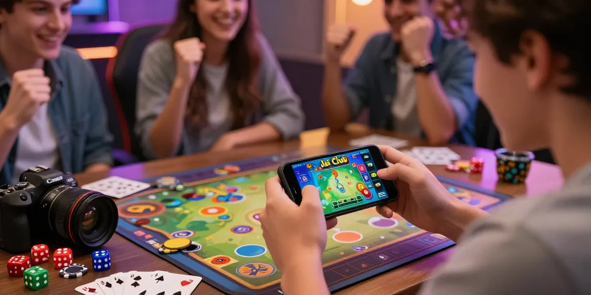 Engaging scene of young adults playing Jai Club, showcasing vibrant graphics and gaming excitement.