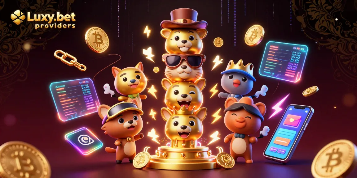 Engage with Luxy.bet providers for thrilling gameplay featuring vibrant 3D cartoon totem and crypto elements.