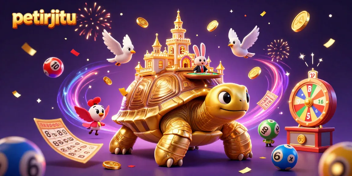 Petirjitu menyajikan penggambaran kasino 3D meriah dengan kura-kura emas dan dealer kelinci.